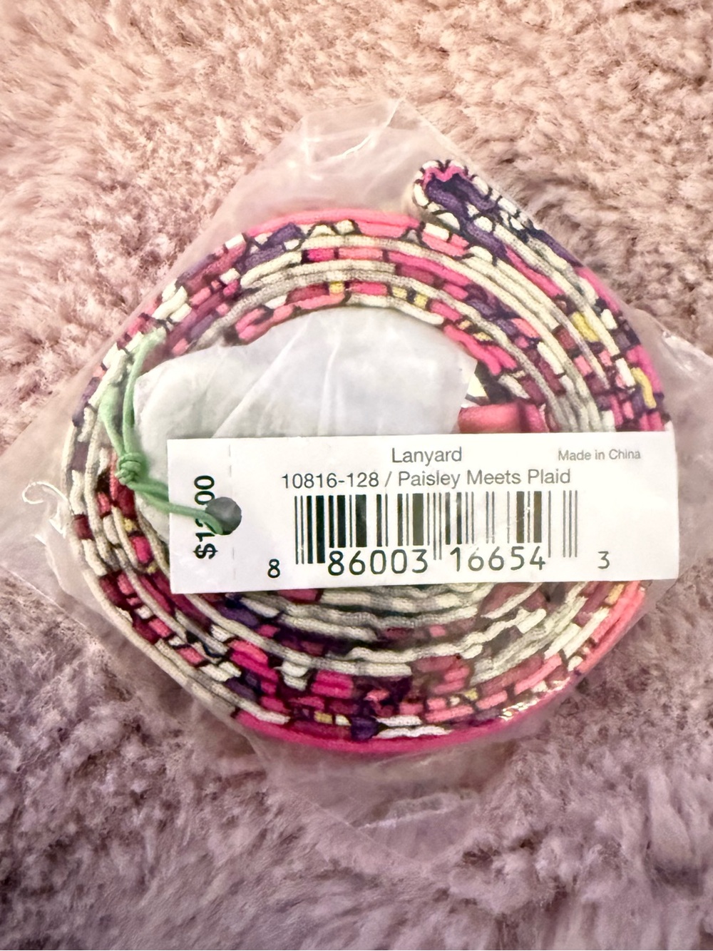💗Vera Bradley “Paisley Meets Plaid” RETIRED Lanyard Keychain NEW IN BAG